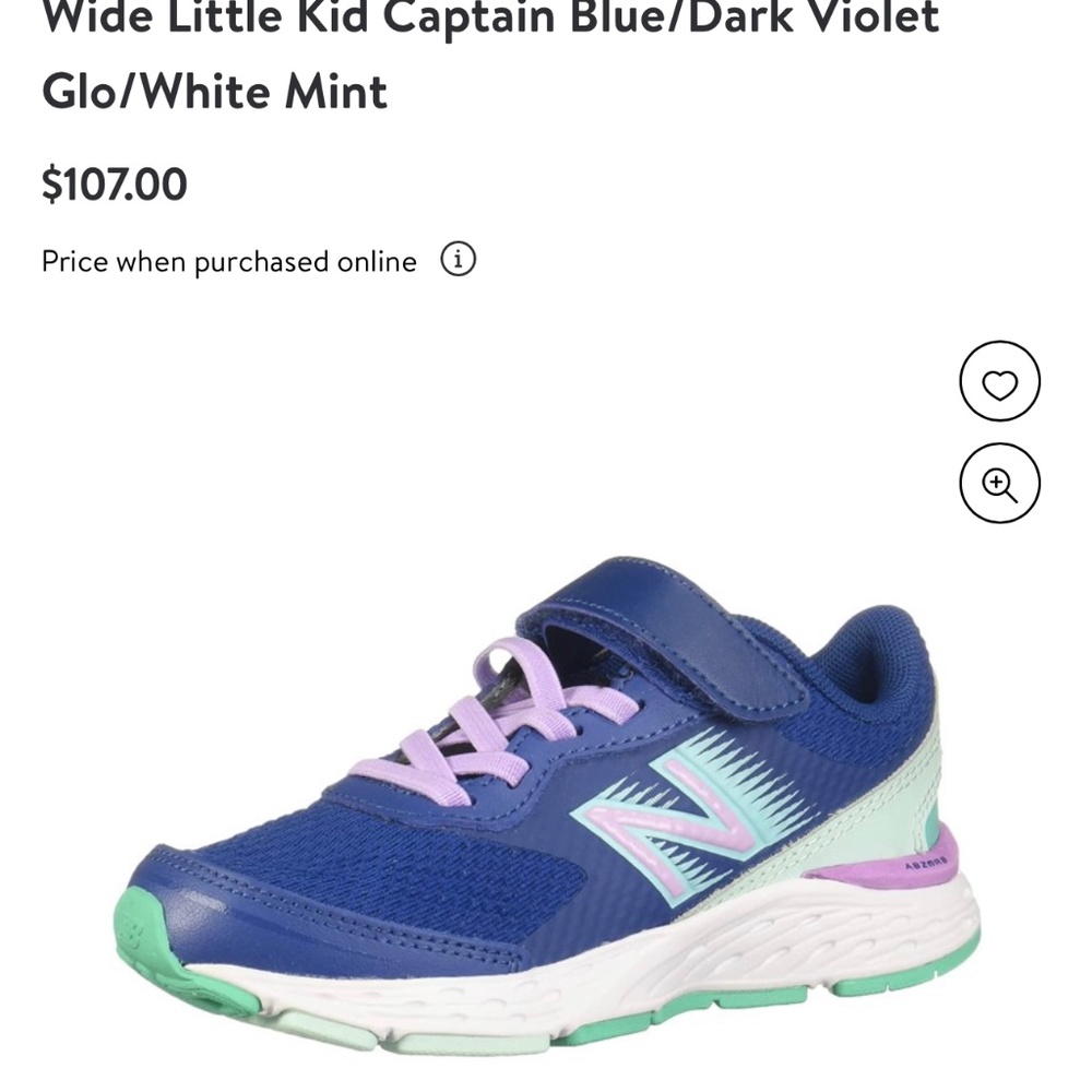 Size 2 New Balance Kids 680 V6 Hook and Loop Running Shoe